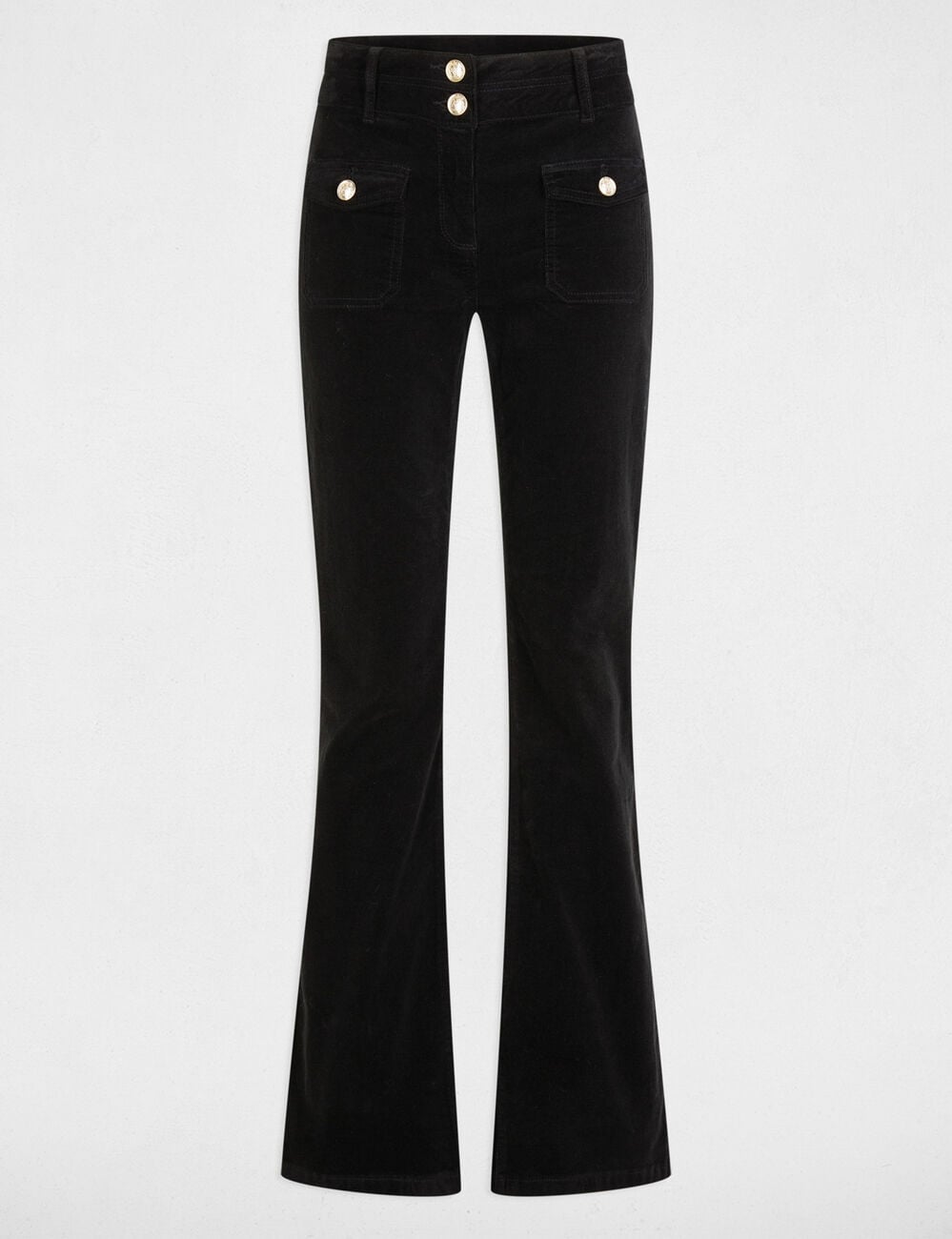 Pantalon ajust&eacute; velours noir femme