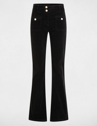 Pantalon ajust&eacute; velours noir femme
