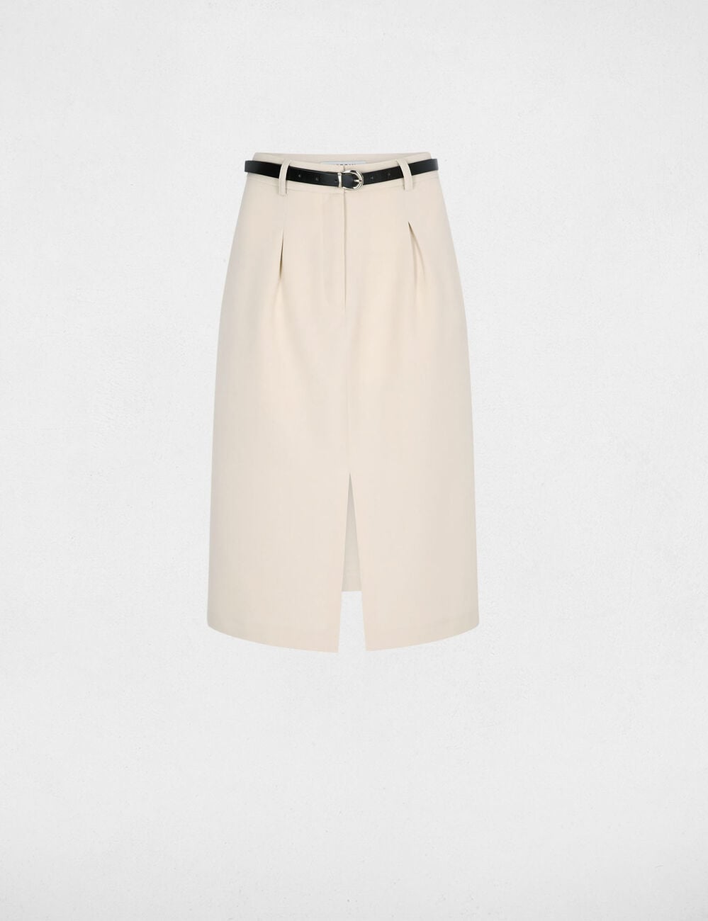 Jupe crayon taille haute beige femme