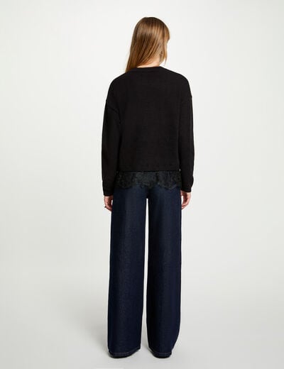 Pull col rond noir femme