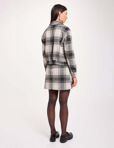 Blouson droit &agrave; carreaux multicolore femme