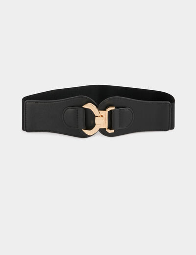 Ceinture large similicuir noir femme
