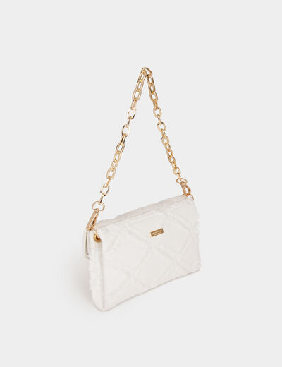 Sac pochette &agrave; franges ivoire femme