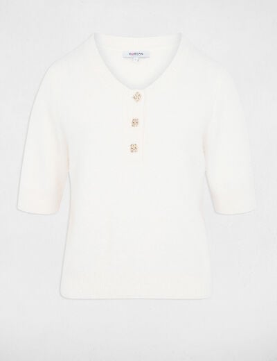 Pull manches courtes ivoire femme