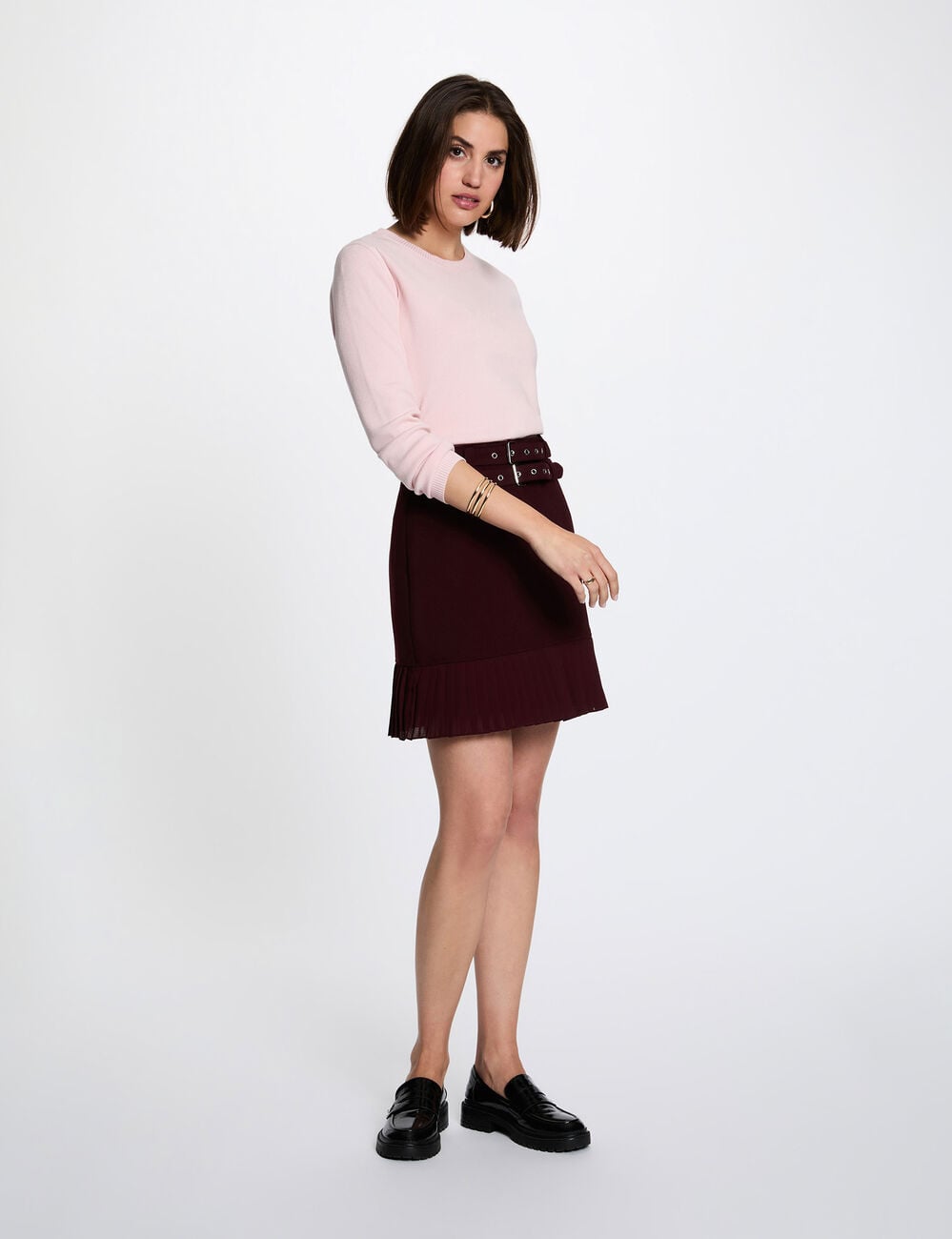 Pull maille relief rose clair femme