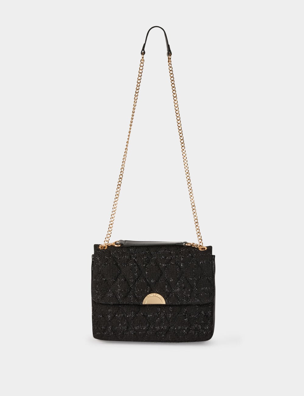Sac tweed m&eacute;tallis&eacute; noir femme