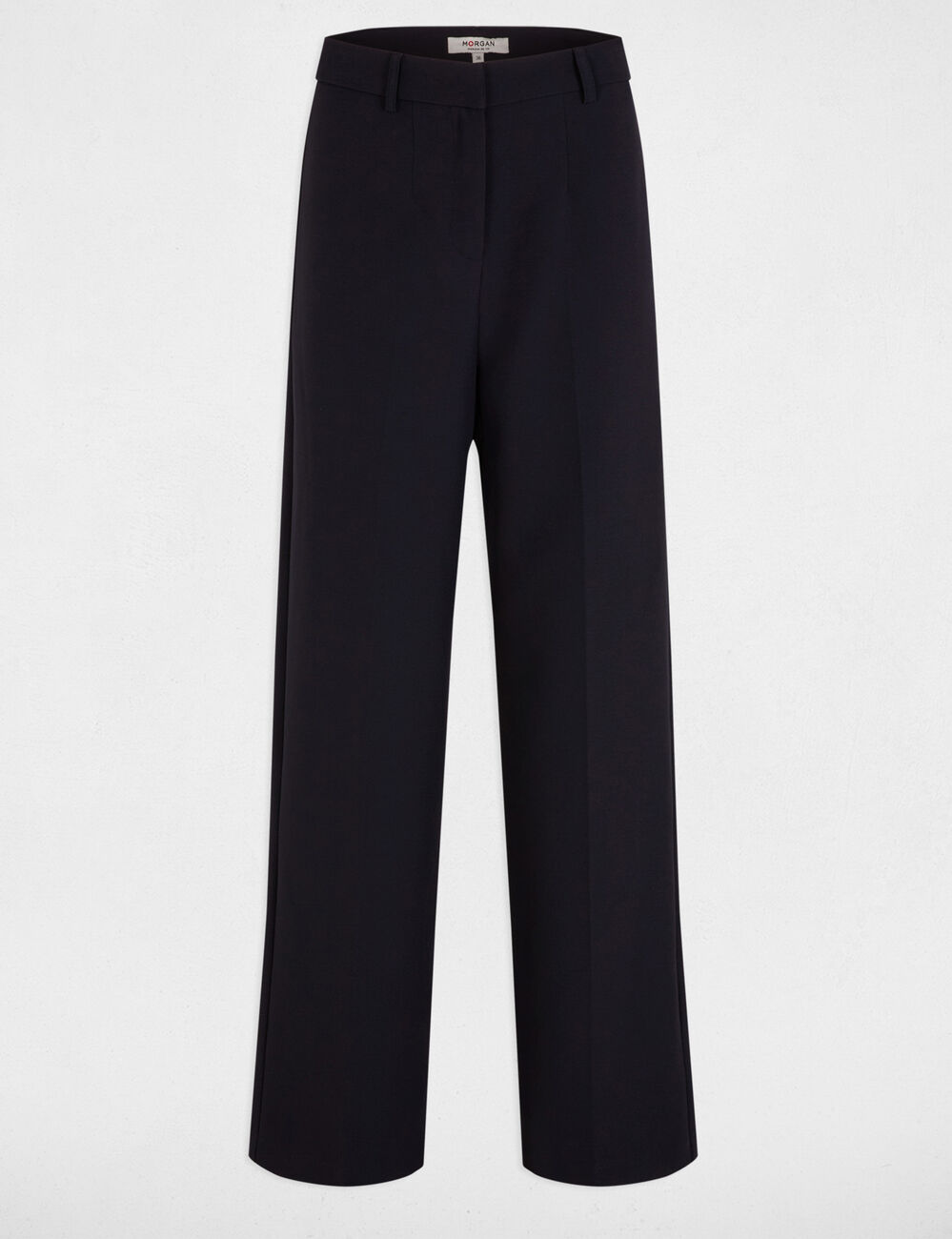 Pantalon droit &agrave; pinces bleu marine femme