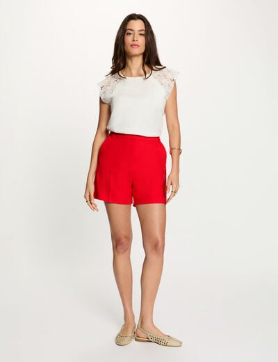 Top sans manches dentelle blanc femme