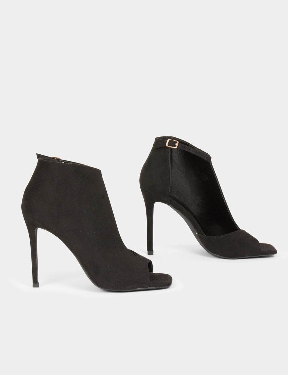 Sandales &agrave; talons demi-ouvertes noir femme