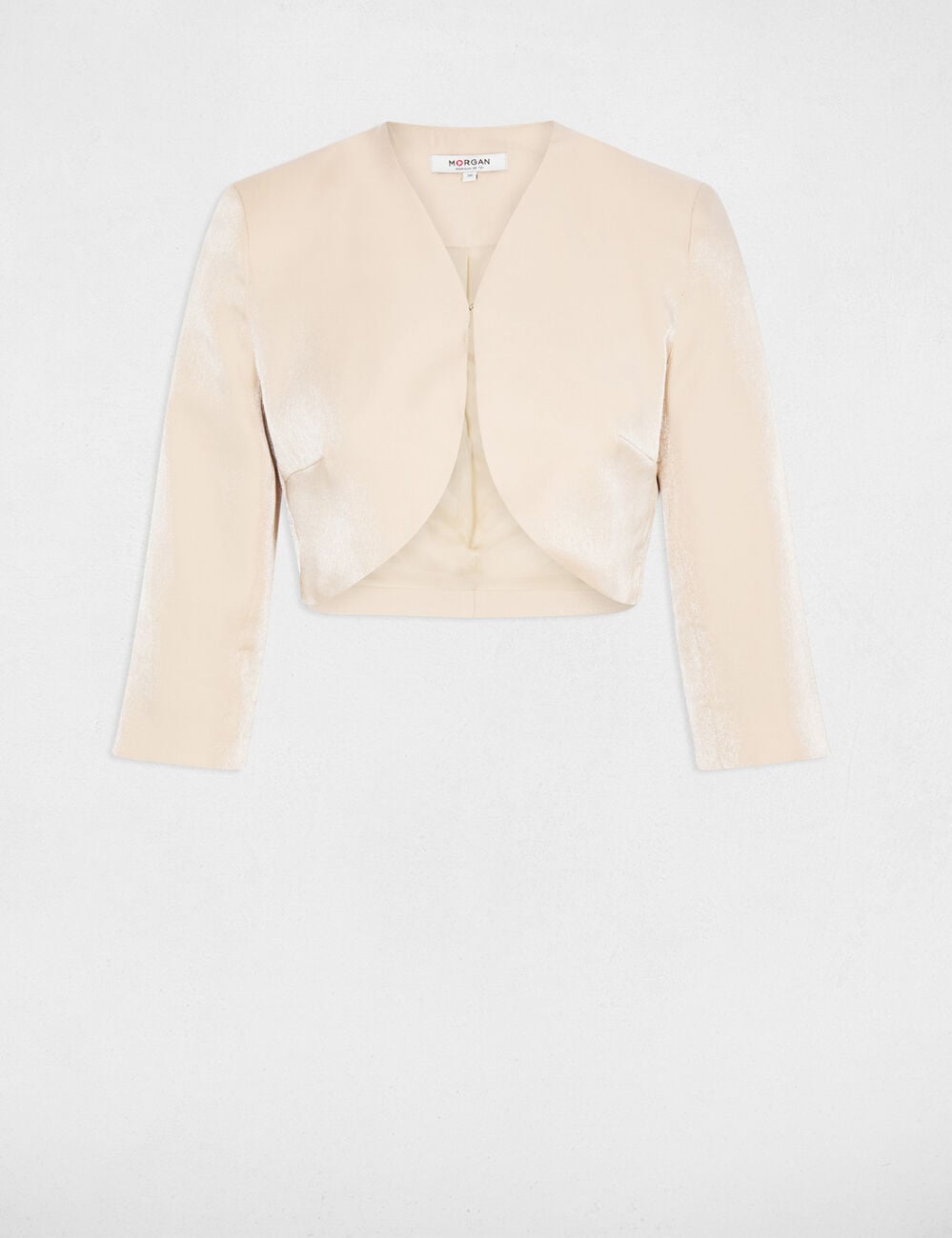 Bol&eacute;ro ajust&eacute; manches 3/4 beige clair femme