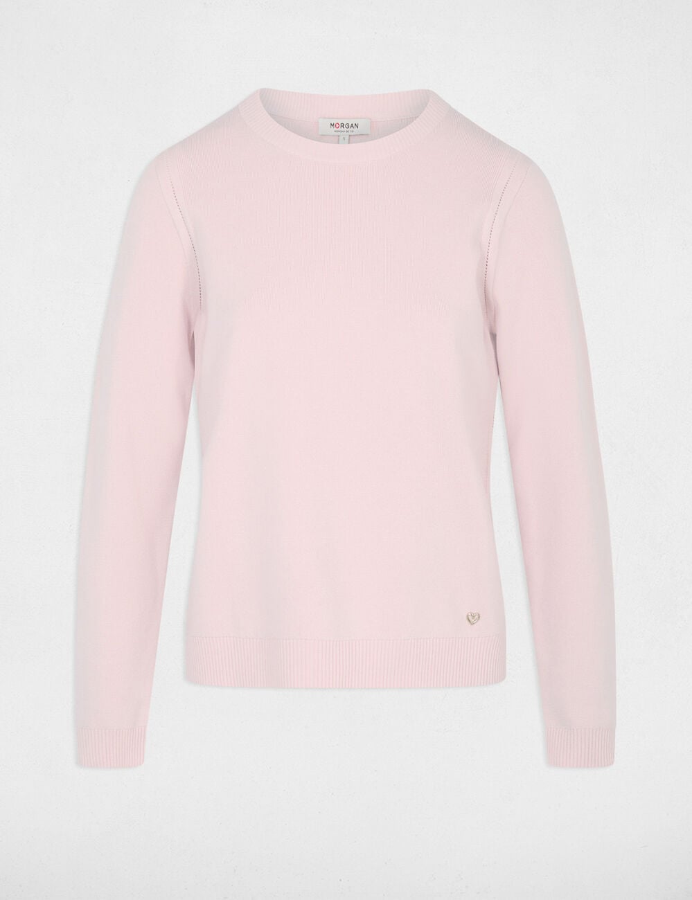 Pull maille relief rose clair femme