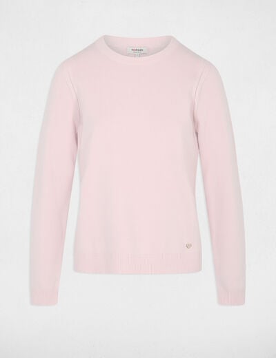 Pull maille relief rose clair femme