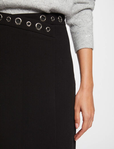 Jupe courte d&eacute;tails oeillets noir femme