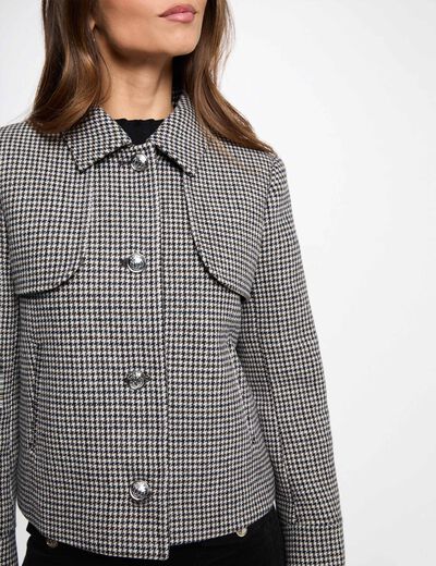 Veste courte col tailleur multicolore femme