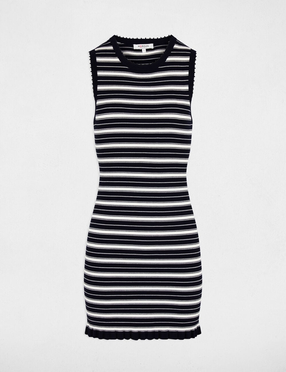 Robe tricot sans manches bleu marine femme
