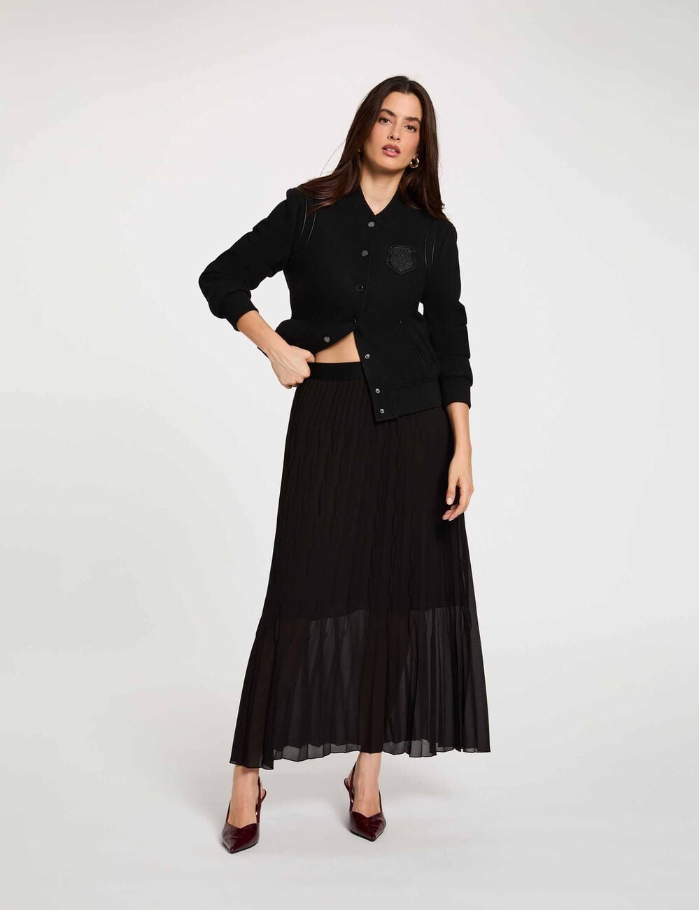 Blouson manches longues noir femme