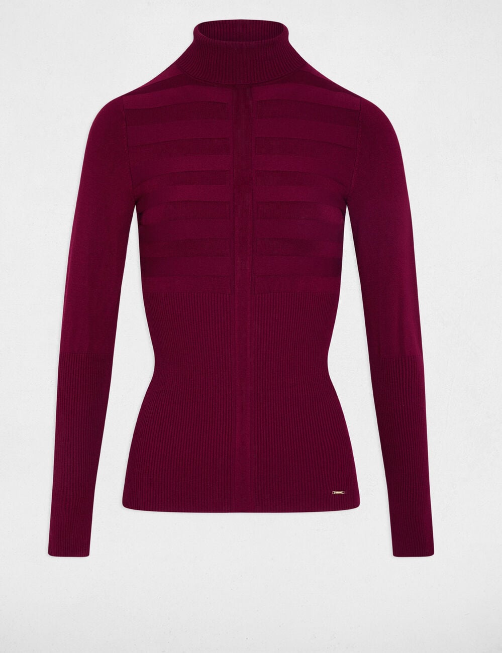 Pull col roul&eacute; ajust&eacute; prune femme