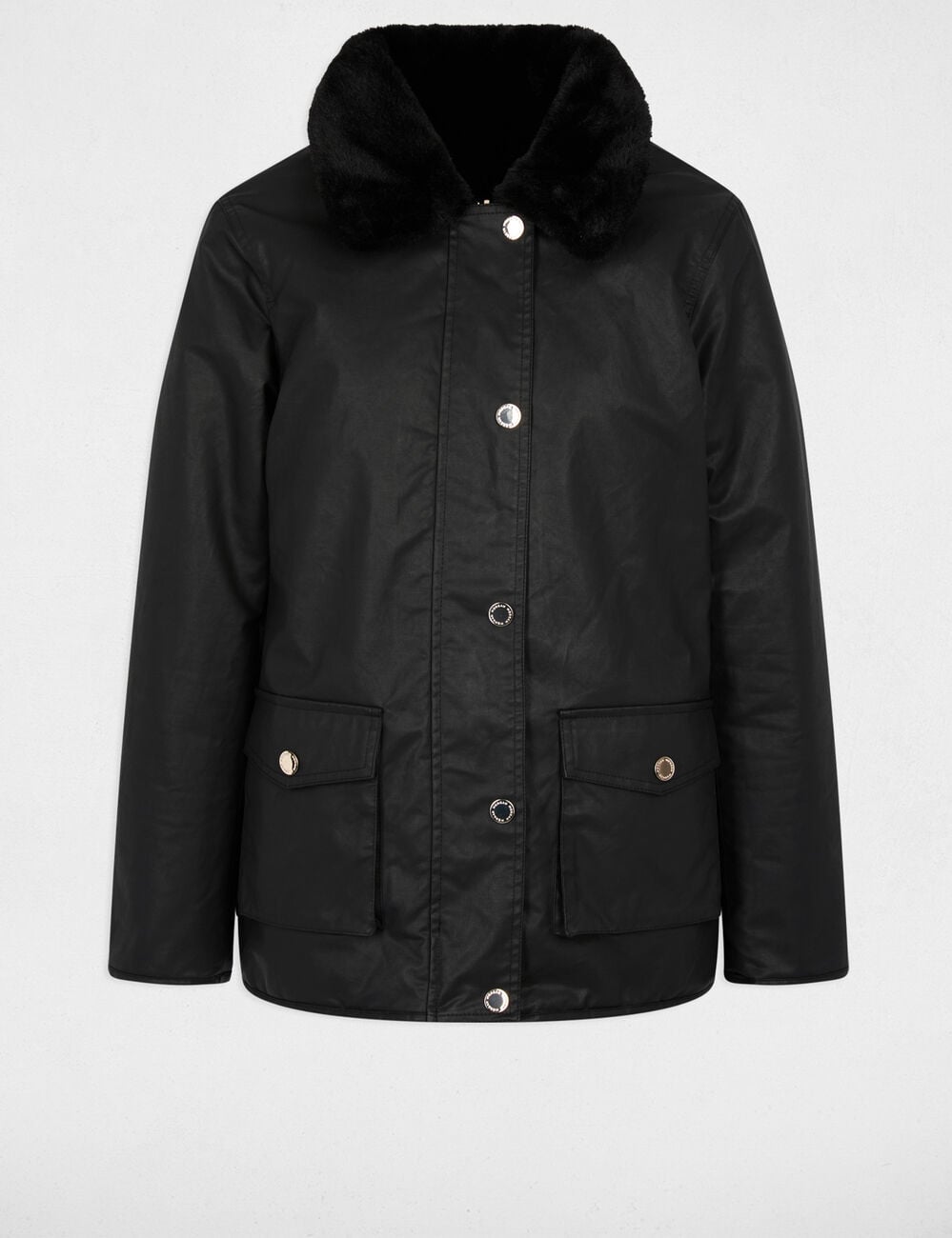 Parka enduite reversible noir femme