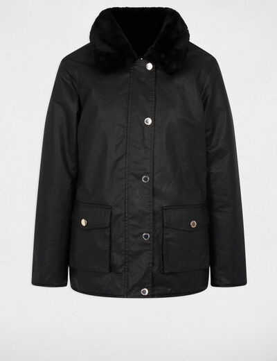 Parka enduite reversible noir femme