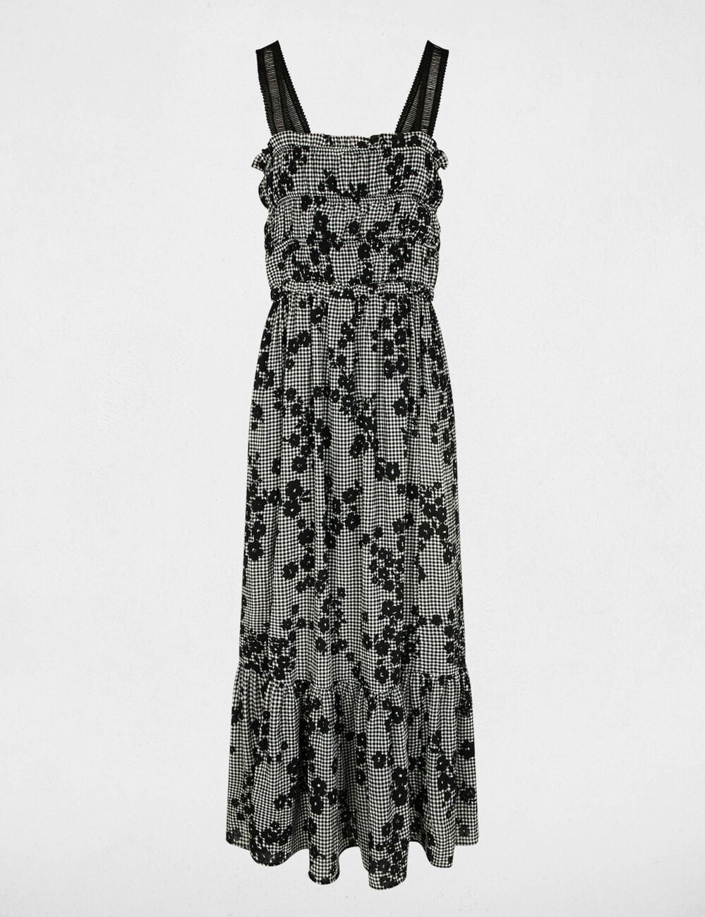 Robe longue bretelles fines multicolore femme