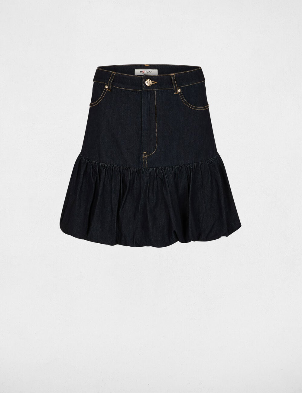 Jupe boule en jean bleu femme