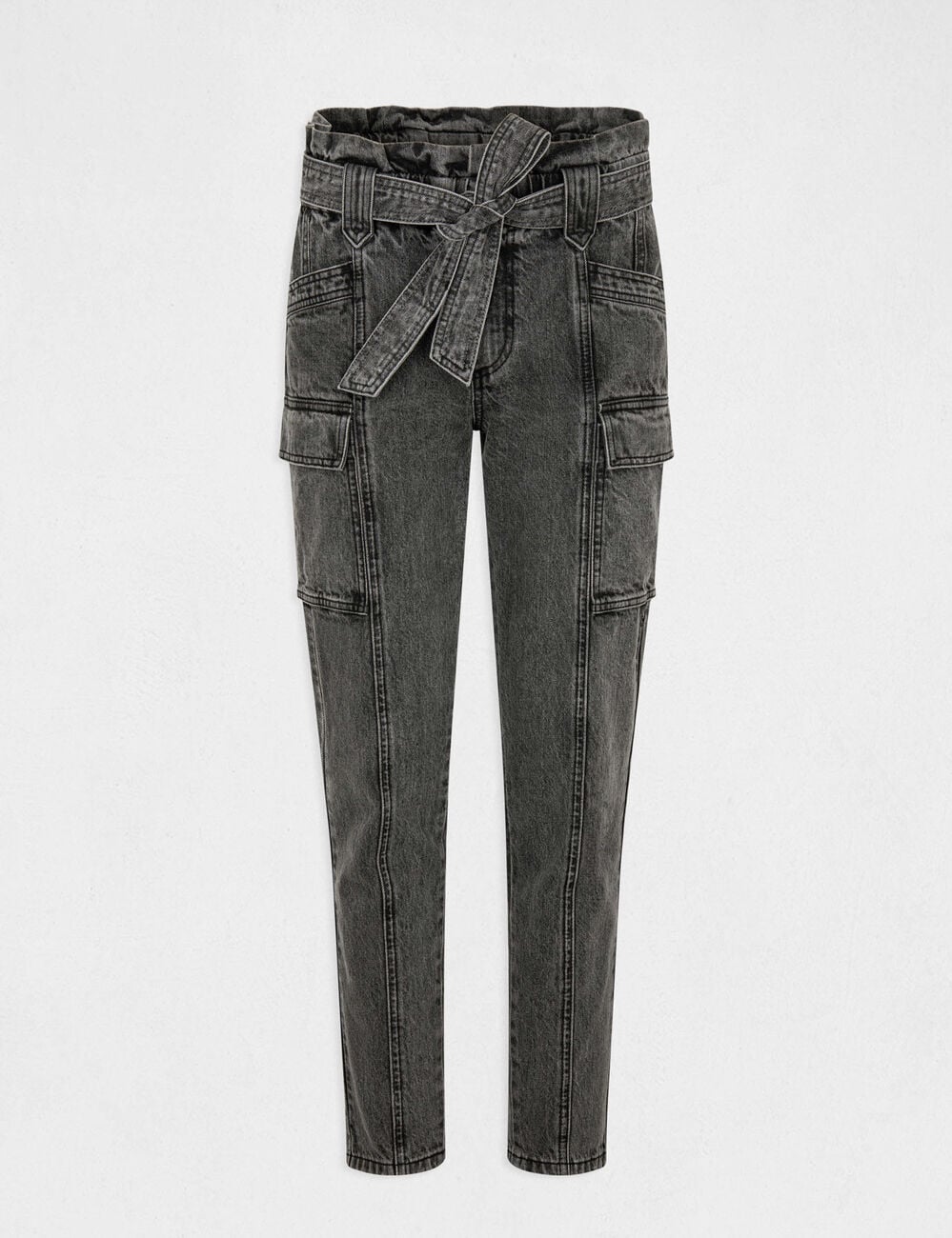 Jeans cargo slim 7/8&egrave;me gris moyen femme