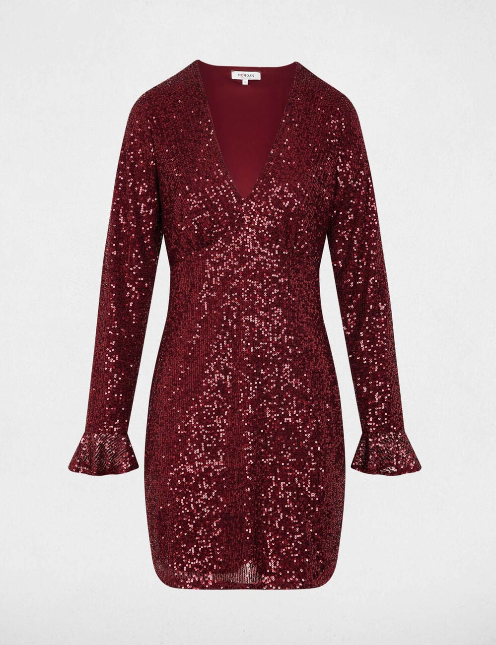Robe courte &agrave; sequins prune femme