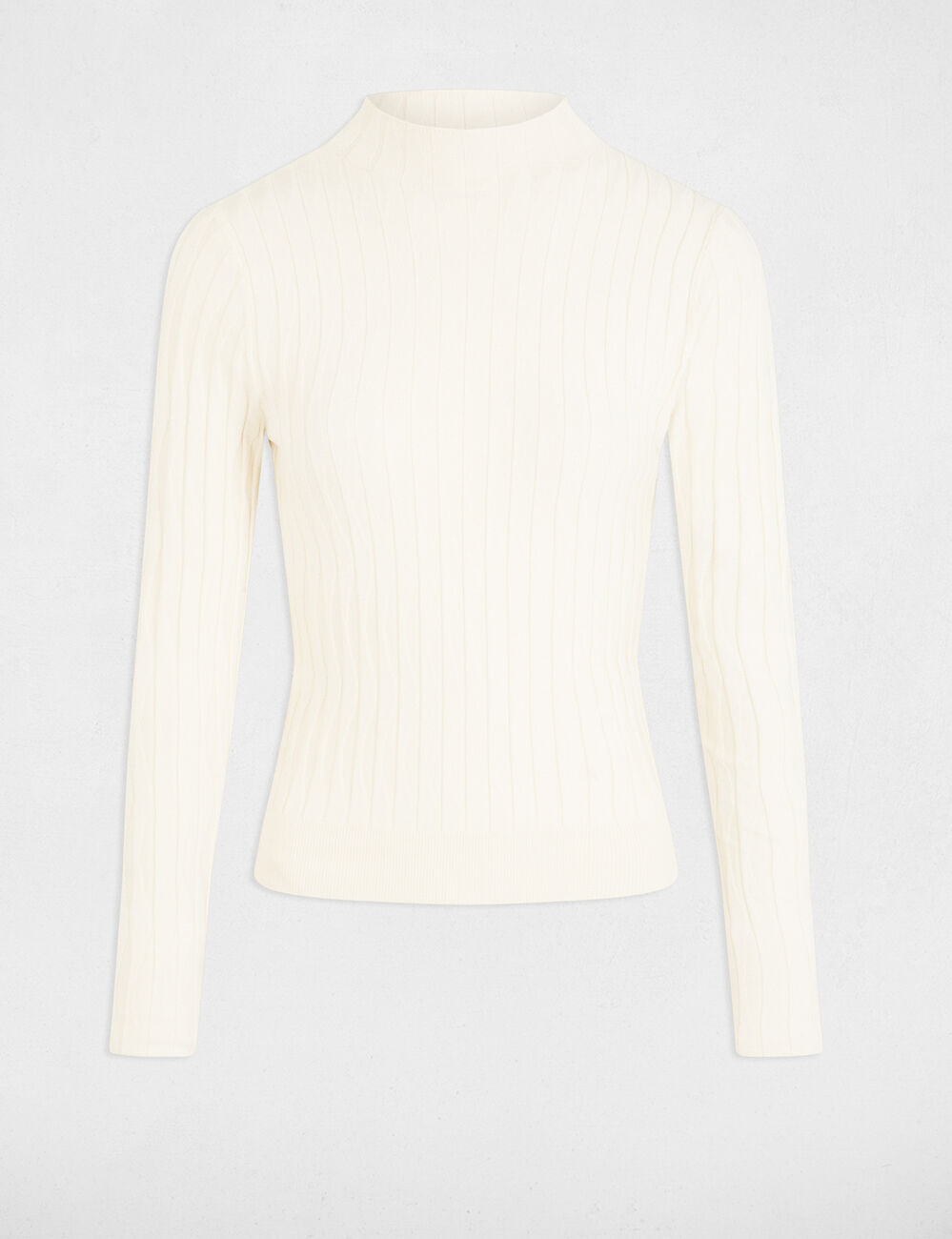 Pull cintr&eacute; col montant ivoire femme