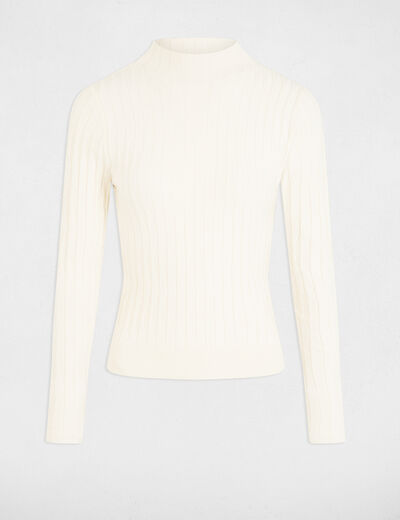 Pull cintr&eacute; col montant ivoire femme