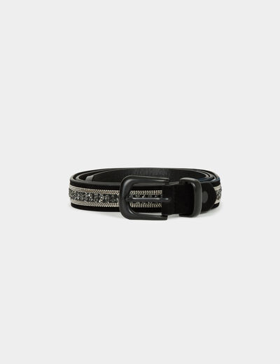 Ceinture fine su&eacute;dine noir femme