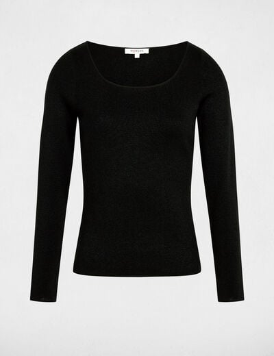 Pull cintr&eacute; col u noir femme