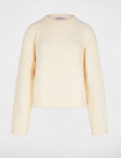 Pull col rond fantaisie ivoire femme