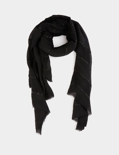 Foulard pliss&eacute; m&eacute;tallis&eacute; noir femme