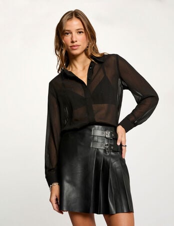 Jupe courte simili cuir noir femme