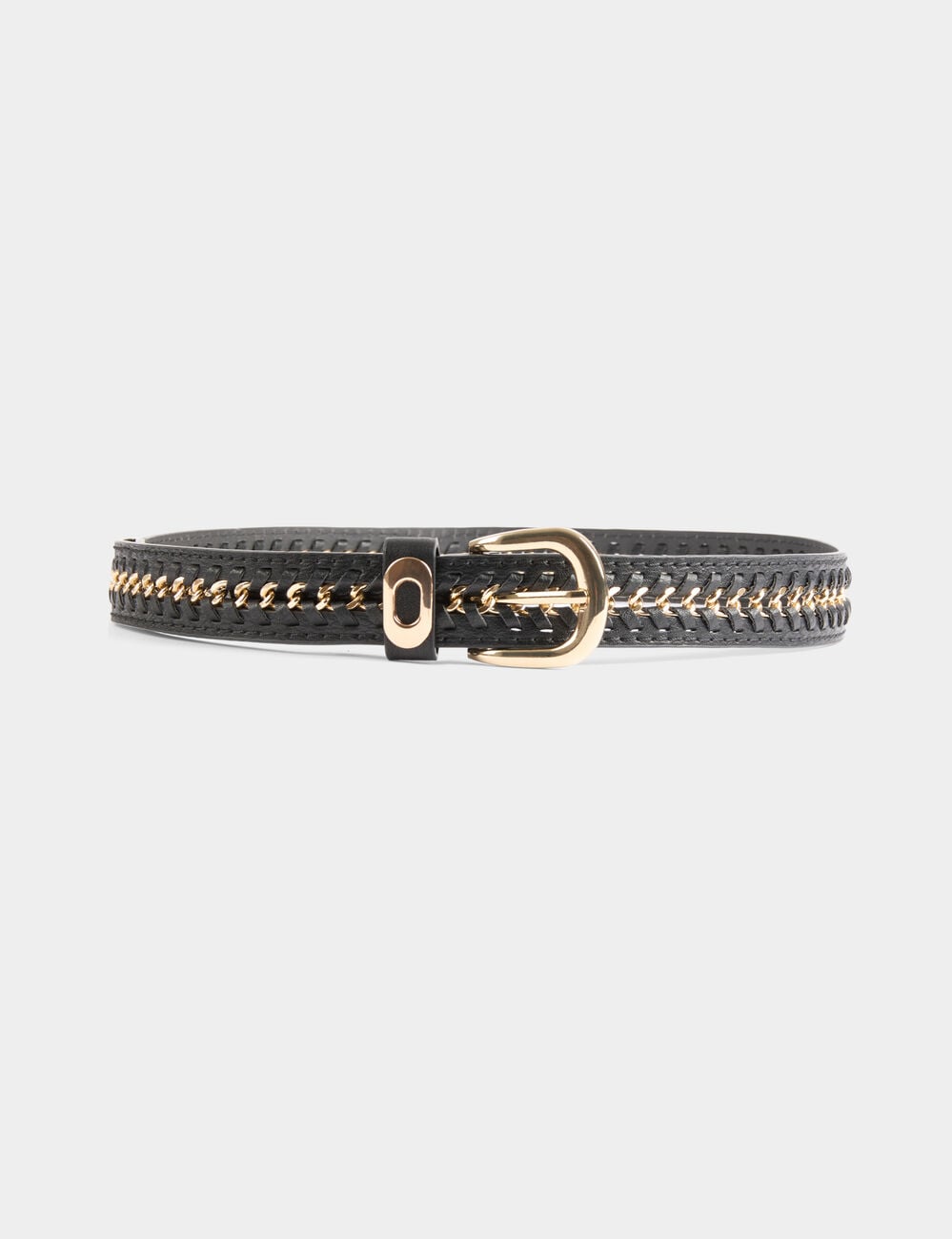 Ceinture d&eacute;tails cha&icirc;nes noir femme