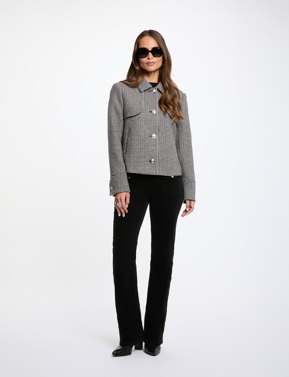 Veste courte col tailleur multicolore femme