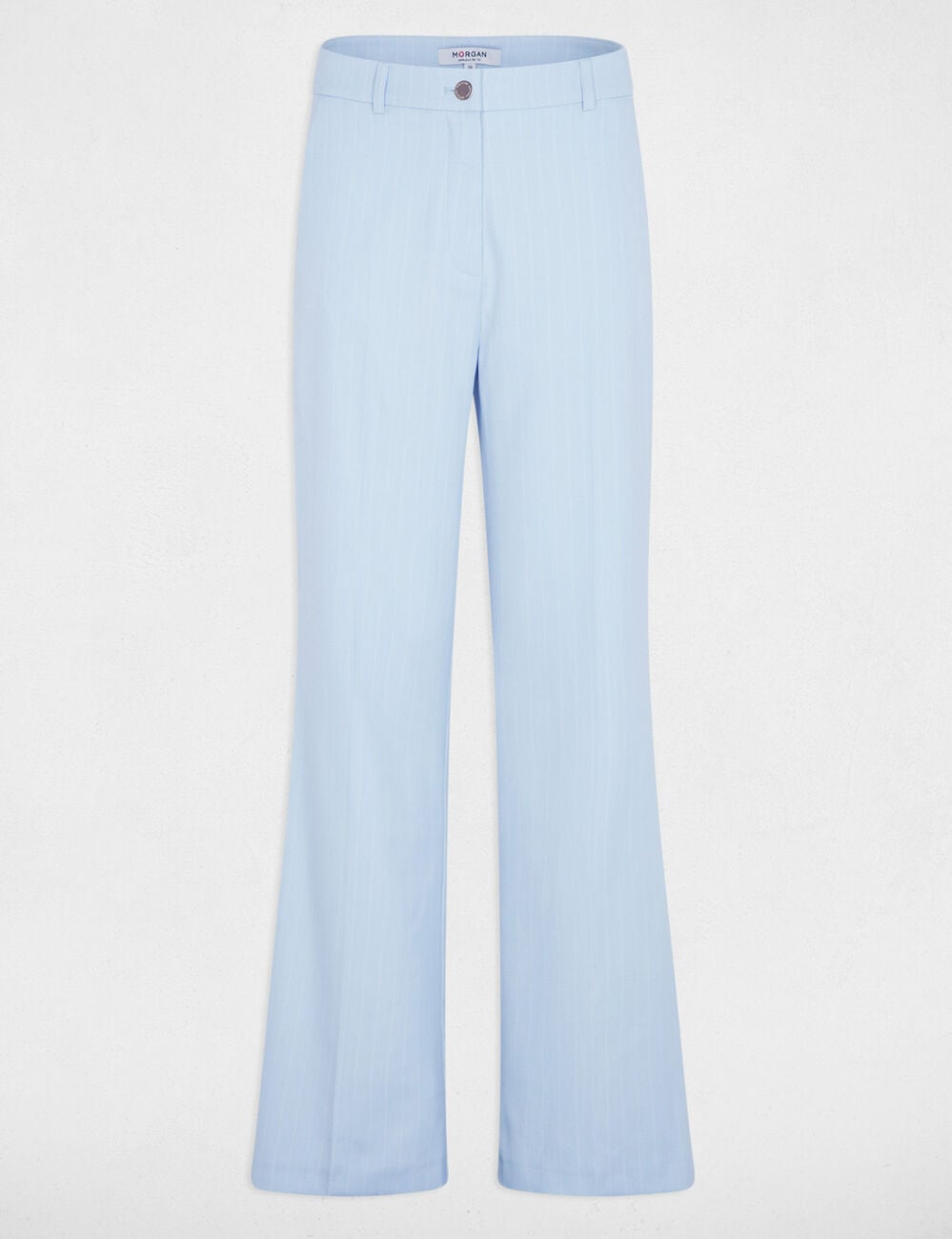 Pantalon droit taille haute bleu ciel femme