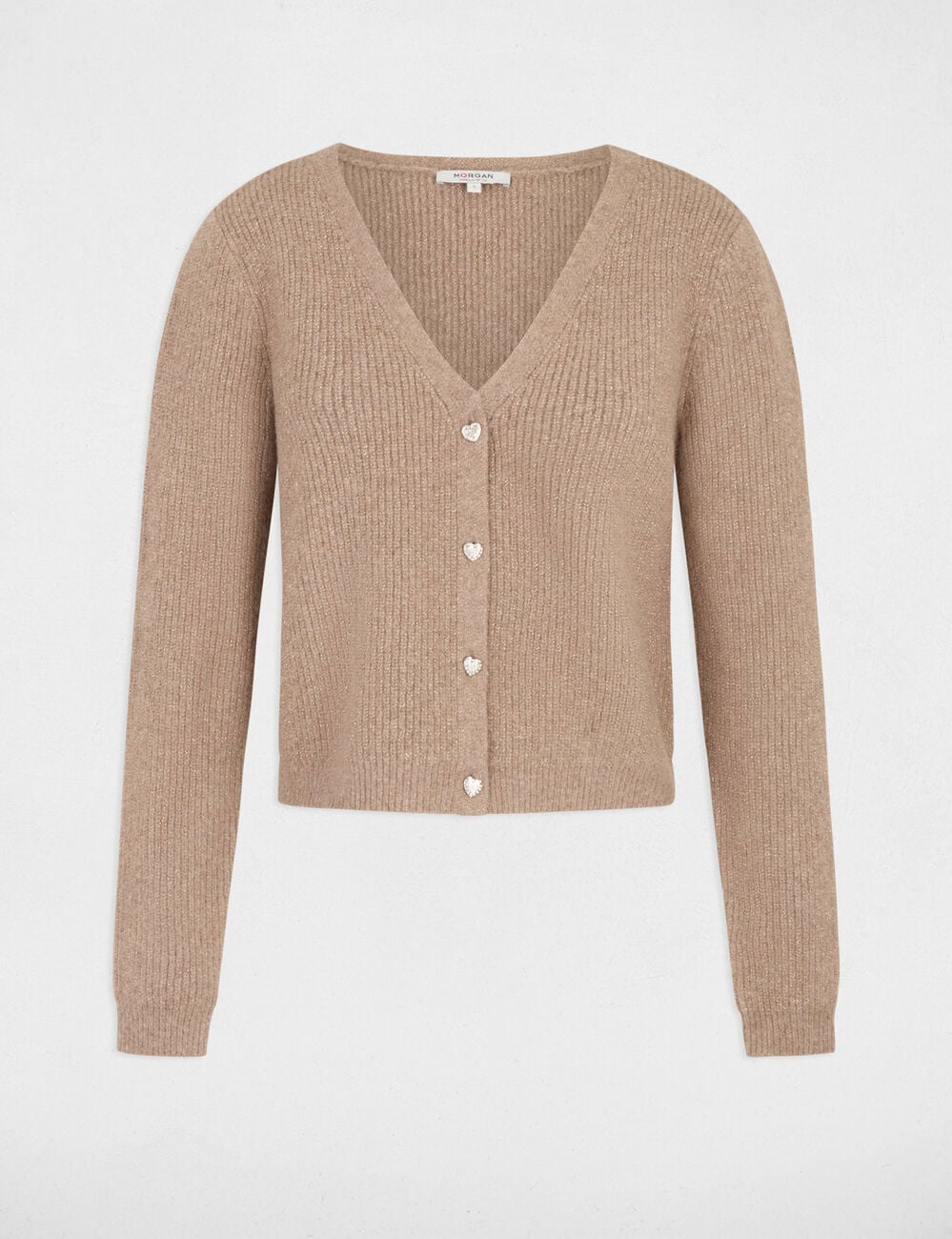 Gilet col en V beige moyen femme