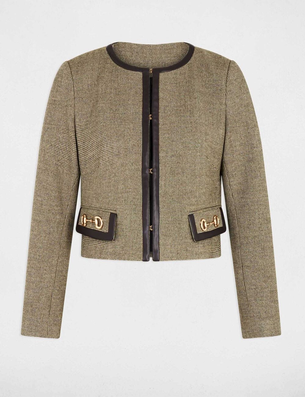 Veste droite cropped vert kaki femme