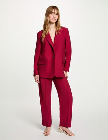 Pantalon taille haute bordeaux femme