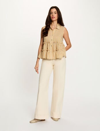 Jean large beige femme