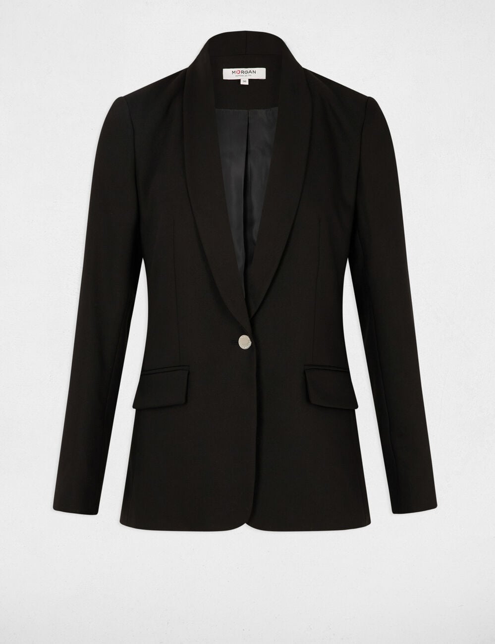 Veste courte col ch&acirc;le noir femme