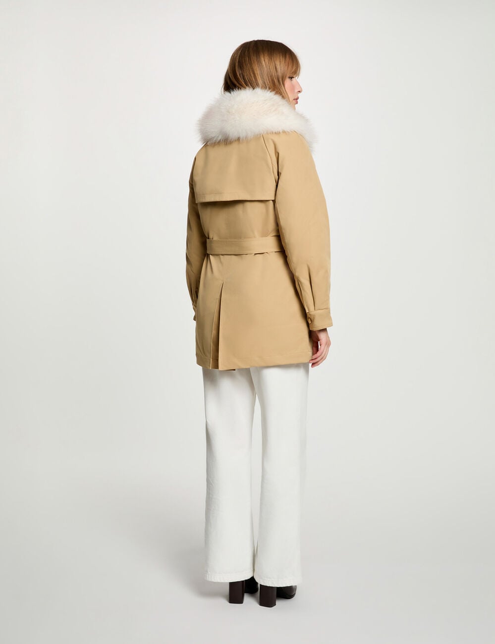 Parka col montant beige femme