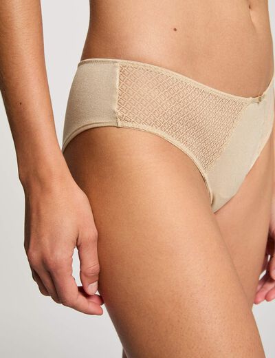Shorty dentelle beige femme