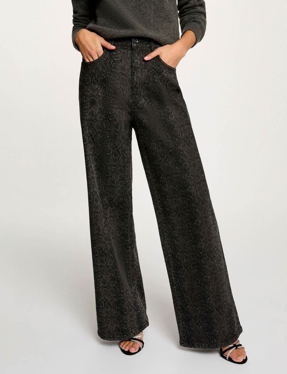 Jean large taille haute multicolore femme