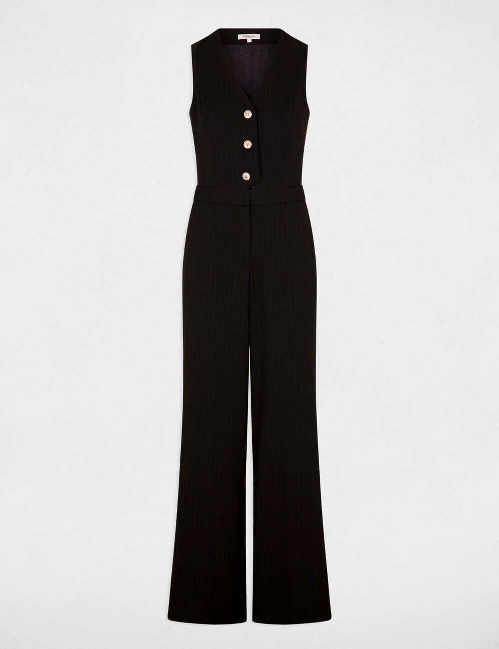 Combinaison fluide col v noir femme