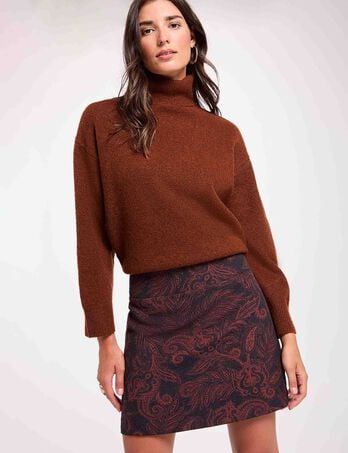 Jupe courte taille haute multicolore femme