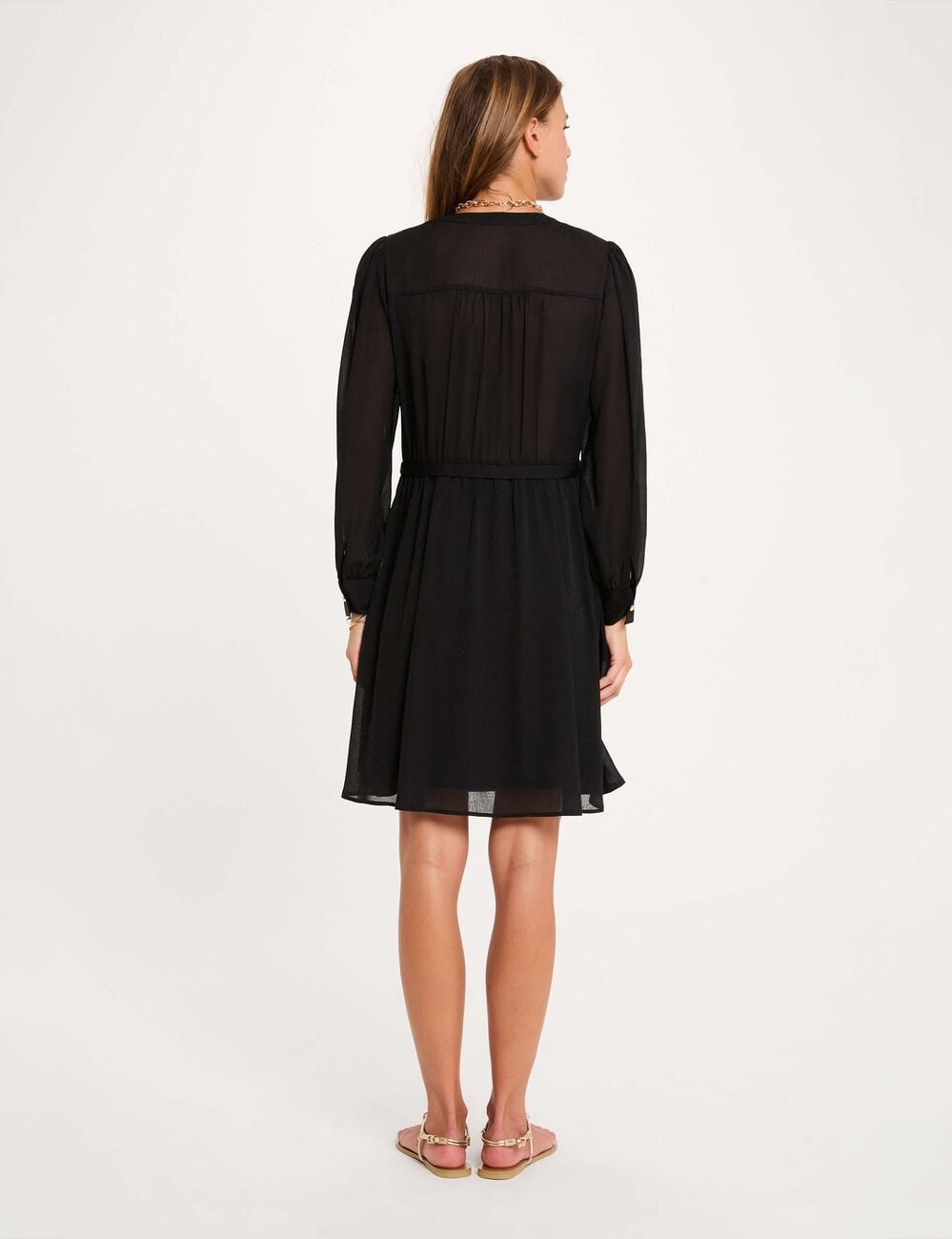 Robe courte jacquard noir femme