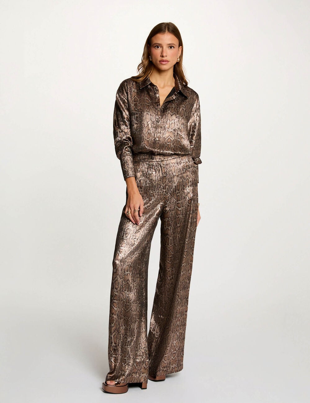 Chemise satin&eacute;e python multicolore femme