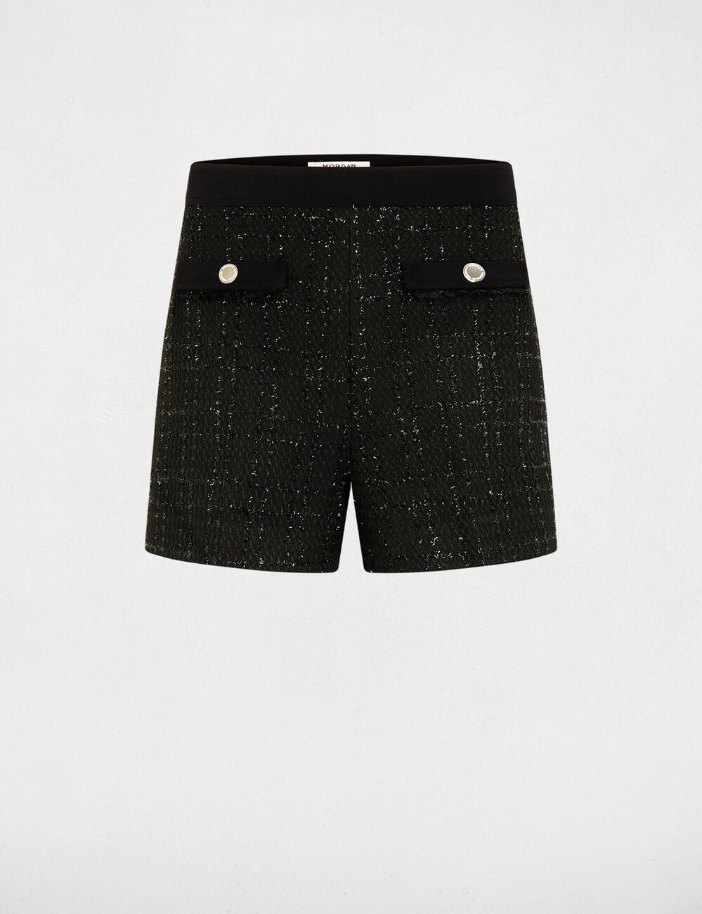Short ajust&eacute; tweed noir femme